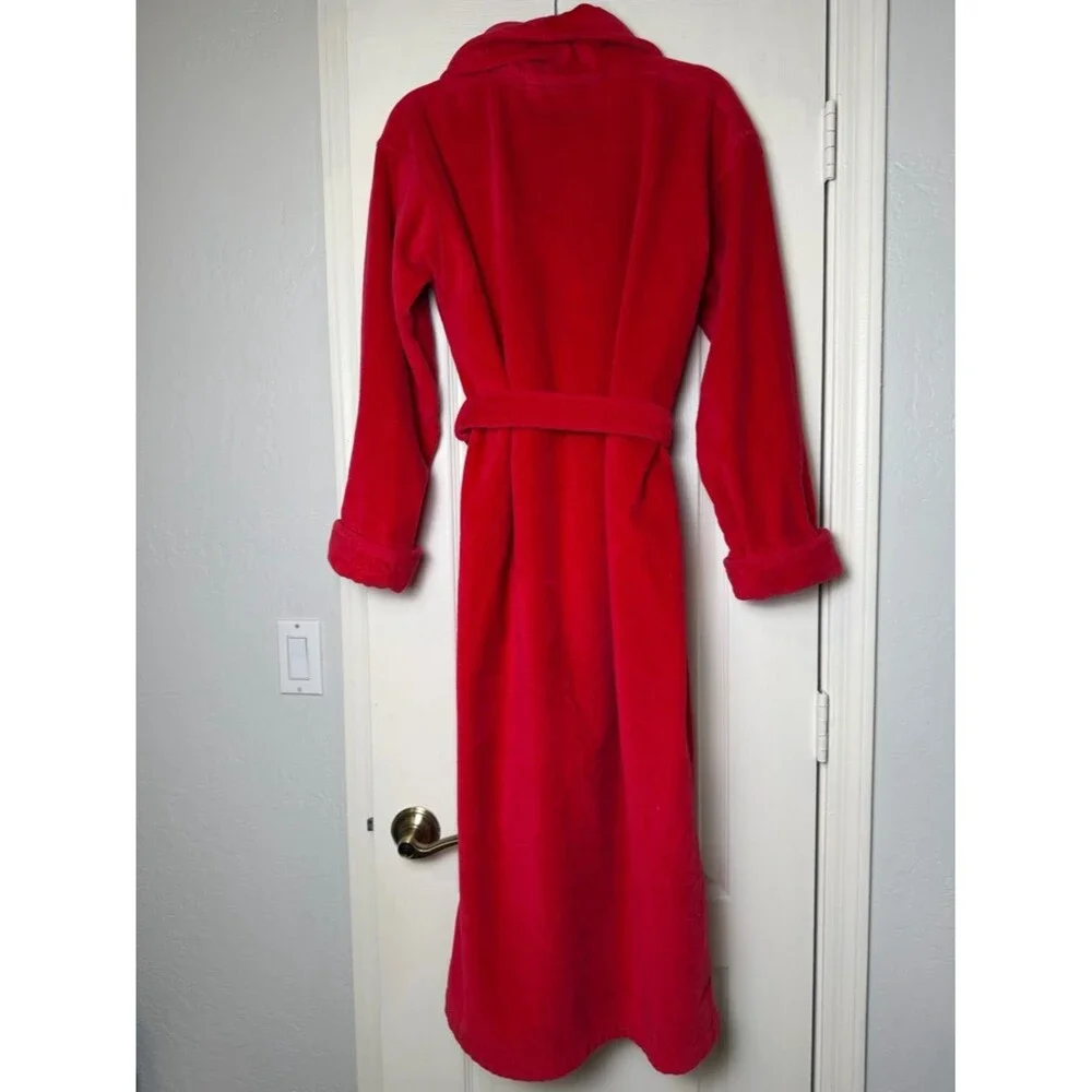 Vintage Victoria's Secret Red Terry Cloth Bathrobe M Heavyweight Spa Luxury